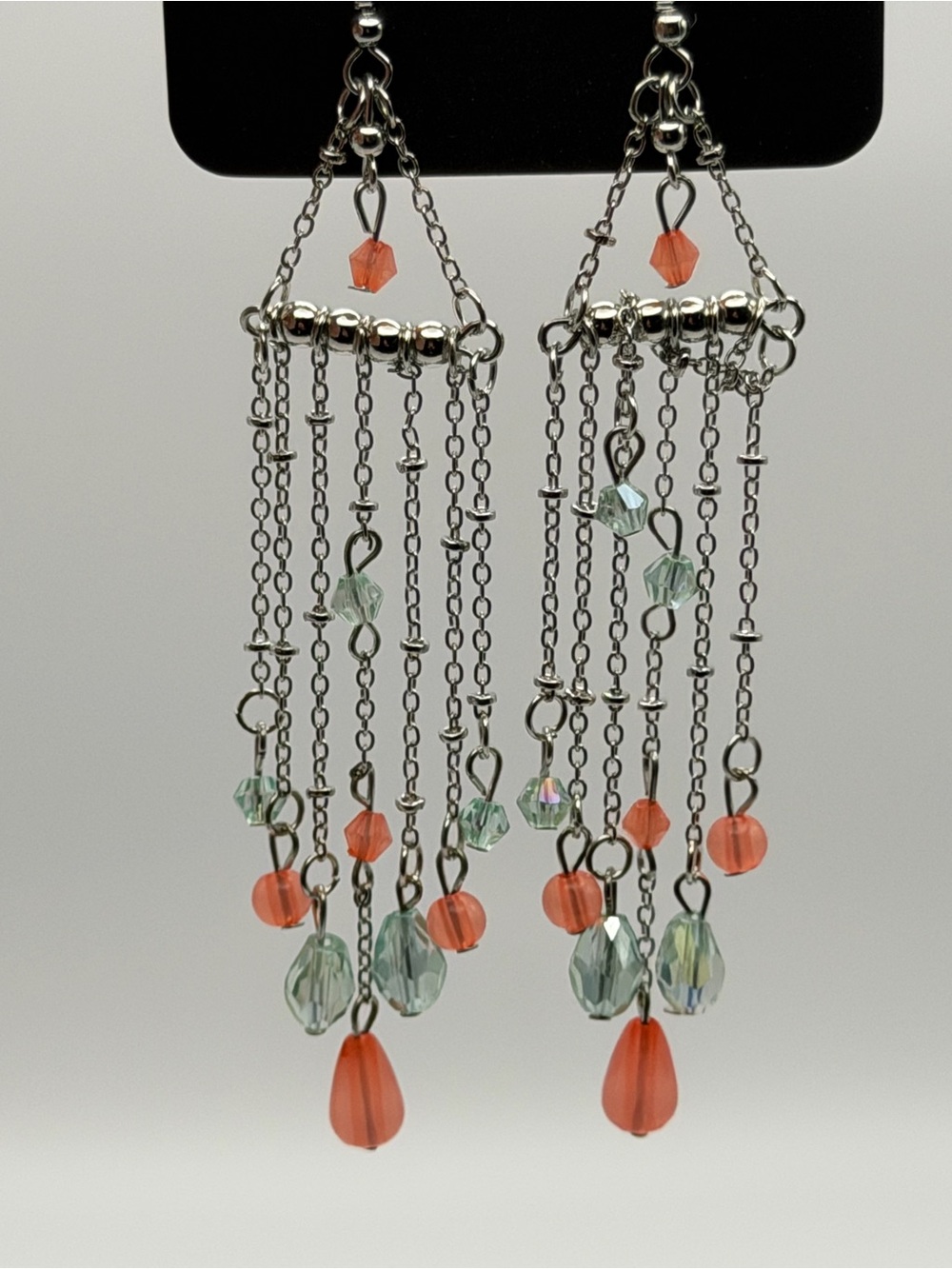 NWT paparazzi Marina Breeze Chandelier Earrings Coral Seafoam Dangle Statement
